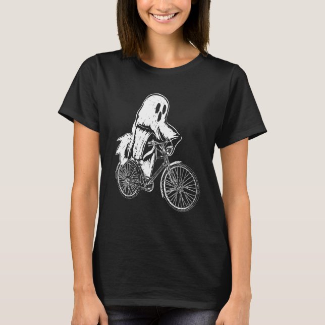 Cycling Cyclist Halloween Ghost Riding Bicycle Bik T Shirt (Framsida)