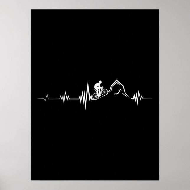 Cycling Heartbeat Racing Bicycle Mountain Bike Poster (Framsidan)