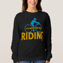 Cycling I'd Rather Be Riding Yellow Blue T Shirt