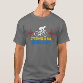 Cycling Is My Therapy Bold Cyclist Heartbeat T Shirt