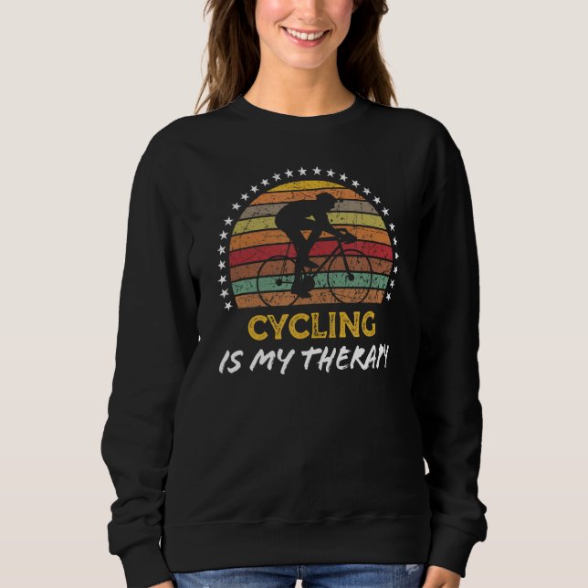 Cycling Is My Therapy Retro Bike Rider Graphic T Shirt (Framsida)