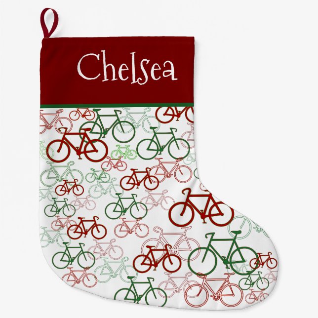 Cycling Personalized Christmas Stocking Stor Julstrumpa (Framsidan)