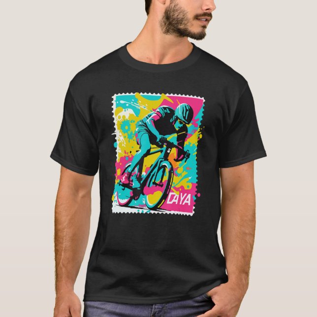 Cycling racing bike rider stamp cool cyclist t shirt (Framsida)