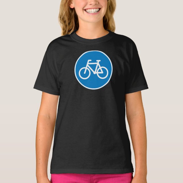 Cycling Road Sign Girls T-Shirt (Framsida)