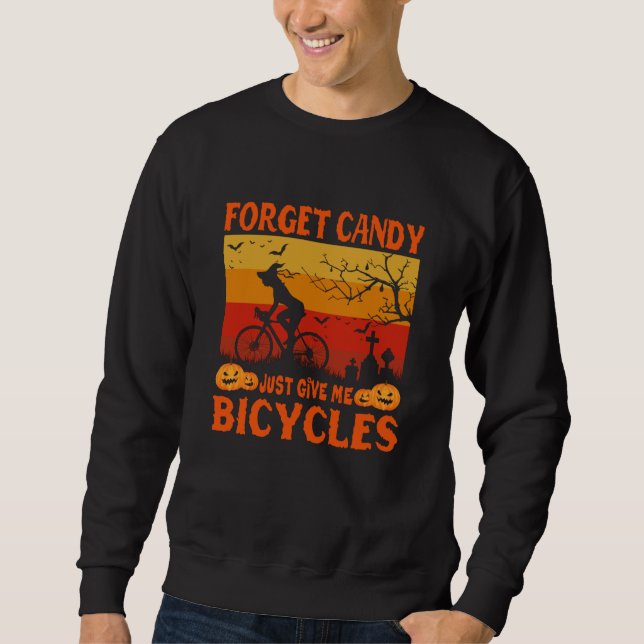 Cycling Witch Glöm Candy Just Ge Me Bicycle Lång Ärmad Tröja (Framsida)