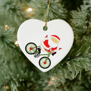 Cyclist Biking Helgdag Gift Julgransprydnad Keramik