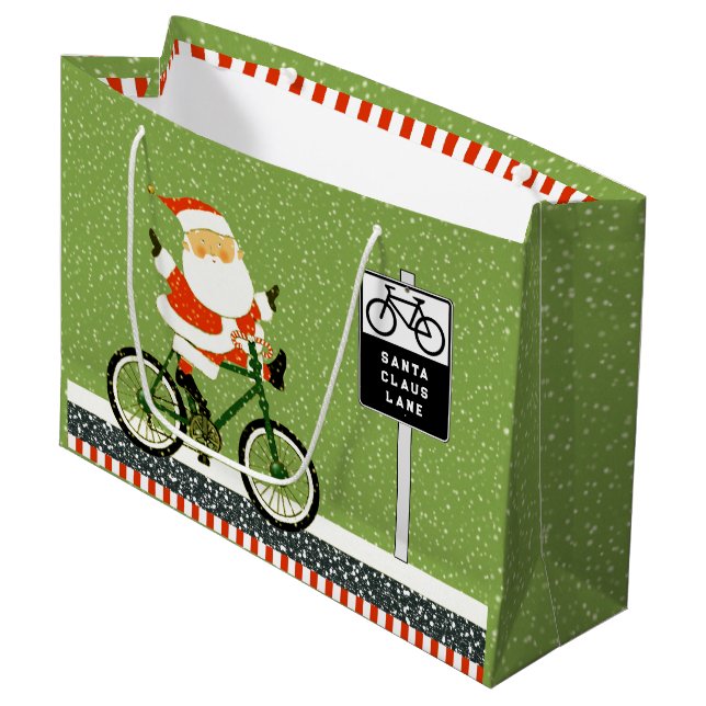 Cyclist Biking Helgdag Large Gift Bag (Framsidan Vinklad)