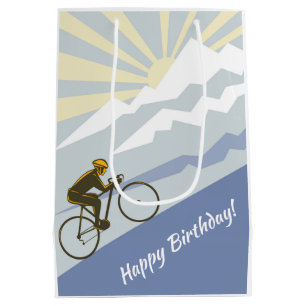 Cyclist Biking Up Mountain Road Bike Birthday