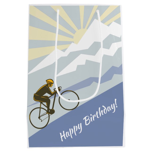 Cyclist Biking Up Mountain Road Bike Birthday (Baksidan)