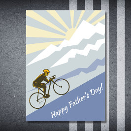 Cyclist Biking Up Mountain Road Bike Fars dag Kort