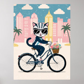Cyclist Cat på Bike Poster