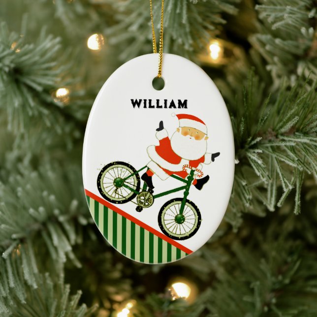 Cyclist Christmas Collectible Ceramic Ornament (Träd)