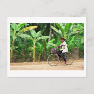 Cyclist i Vietnam Countryside, Mekong Delta Vykort