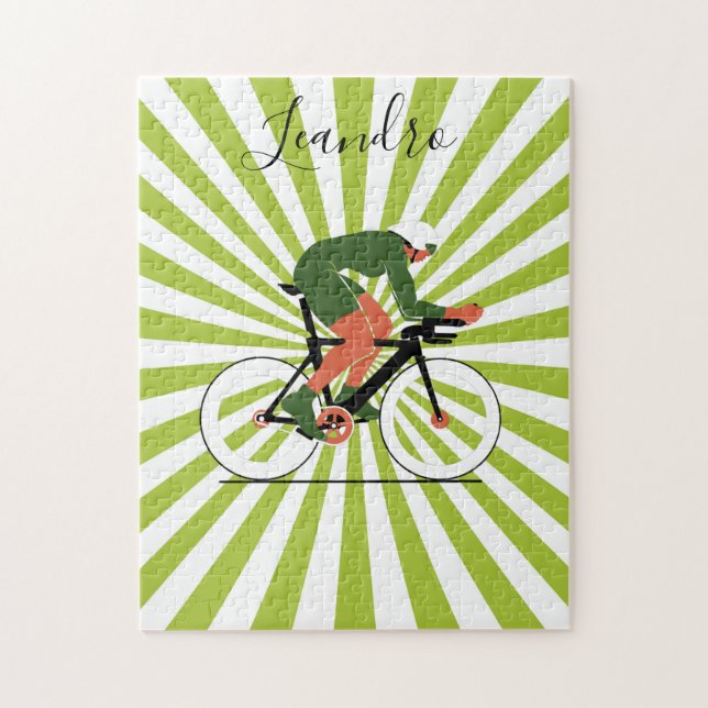 Cyclist Illustration Cycling Bike Riding Namn Pussel (Vertikal)
