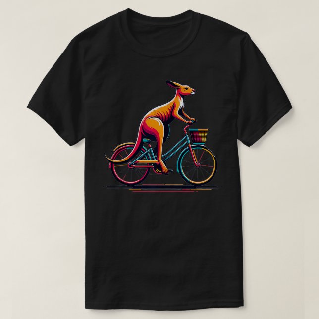 Cyclist Kangaroo Riding Bicycle Australian Animal T Shirt (Design framsida)