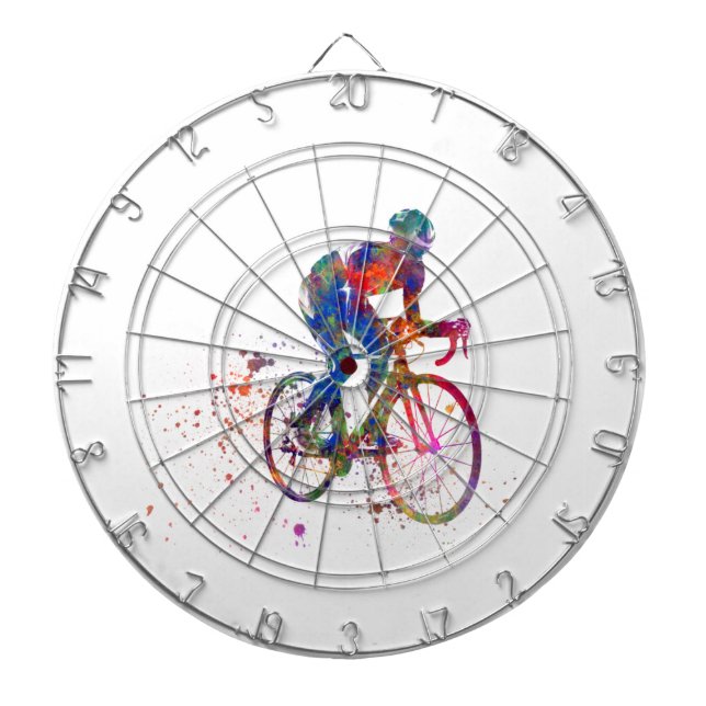 Cyclist racer in watercolor darttavla (Framsidan)