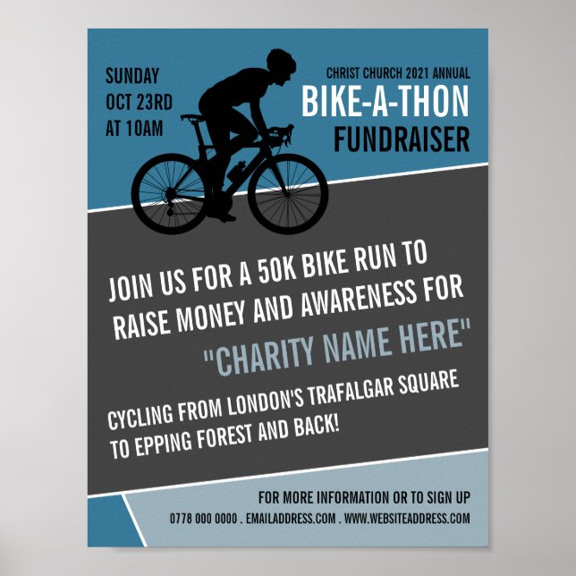 Cyclist Silhouette, Charity Bike-a-Thon-händelse Poster (Framsidan)