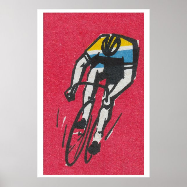 Cyclist - Tändsticksasktryck - Estetisk Väggkonst (Framsidan)