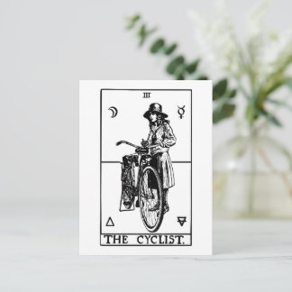 Cyclist Tarotkort Vintage Illustration av Cykel Vykort