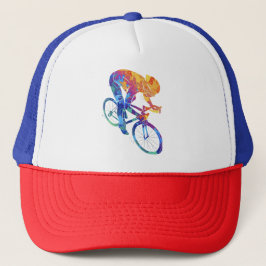 Cycliste Aquarelle Coloré | Dynamique Vélo Course Keps