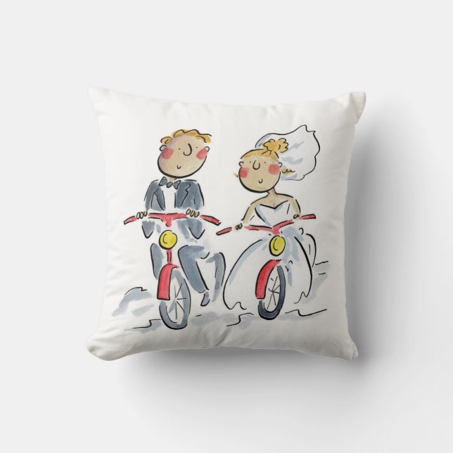 Cyclists Bride and Groom Kudde (Framsida)