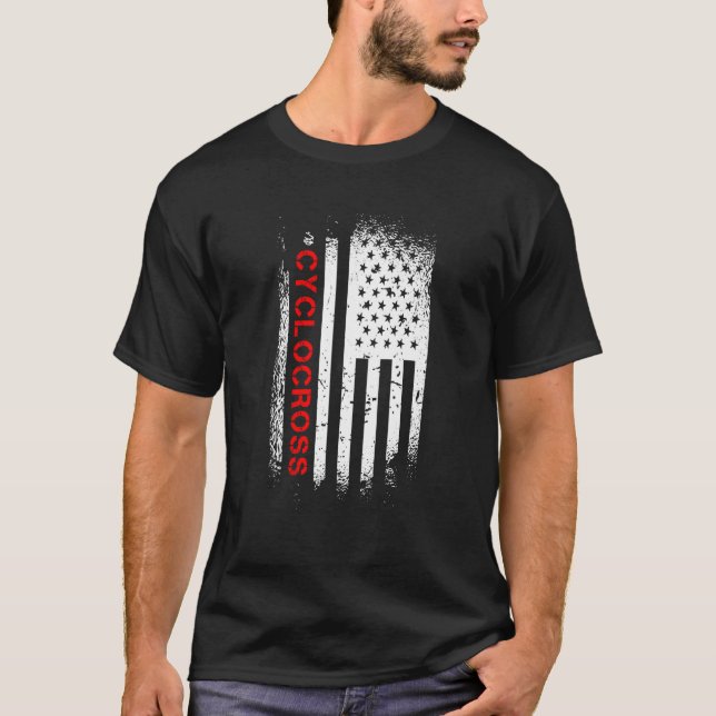 Cyclocross American Flag T Shirt (Framsida)