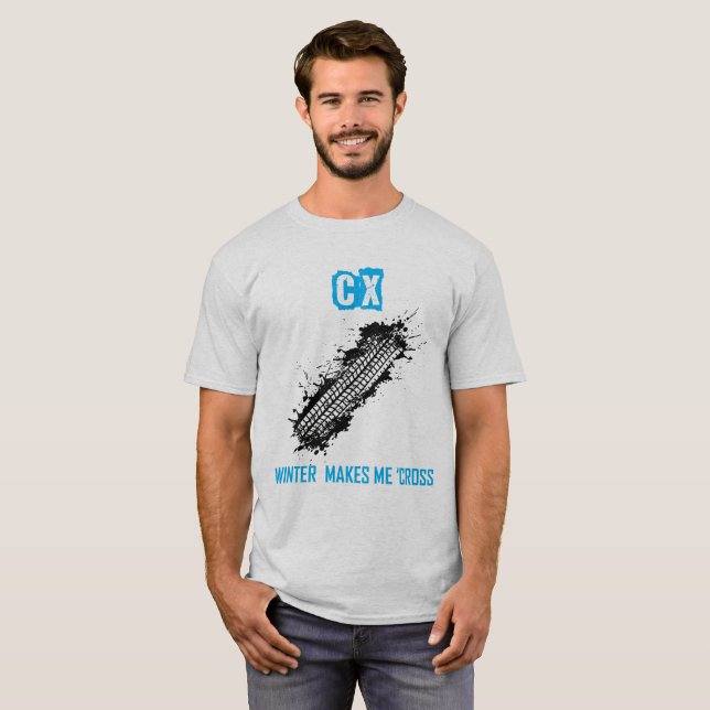 Cyclocross blått - CX övervintrar gör mig arg Tee Shirt (Hel framsida)