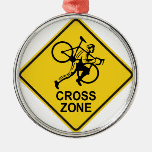 Cyclocross Zona vägskylt Julgransprydnad Metall