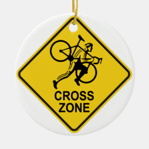 Cyclocross zont vägmärke julgransprydnad keramik