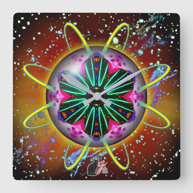 Cyclon Orbz Kaleid Fyrkantig Klocka (Framsida)