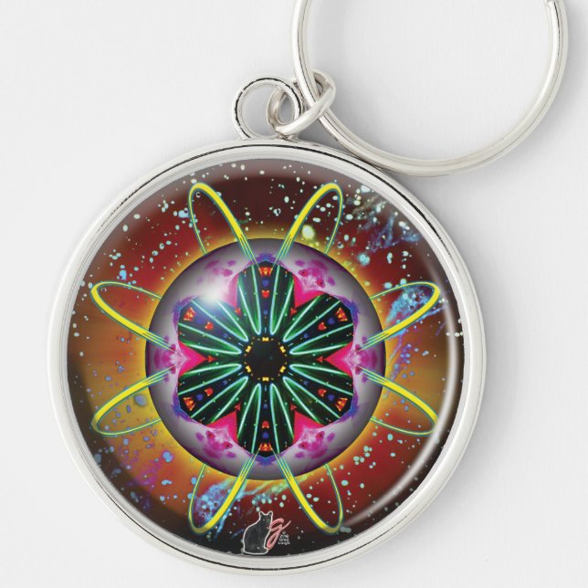 Cyclon Orbz Kaleid Keychain Rund Silverfärgad Nyckelring (Framsidan)