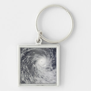 Cyclone Anja över den sydliga Indiska oceanen Fyrkantig Silverfärgad Nyckelring