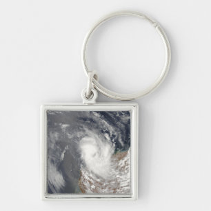 Cyclone Dominic av kusten av westerna Austra Fyrkantig Silverfärgad Nyckelring