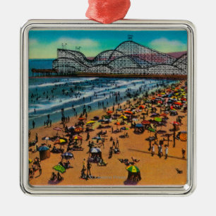 Cycloneracer- och strandfolkmassorna, Long Beach Julgransprydnad Metall