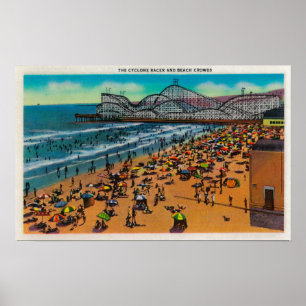 Cycloneracer- och strandfolkmassorna, Long Beach Poster