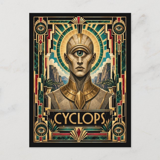 Cyclops, Art Deco mytisk Vykort (Framsida)