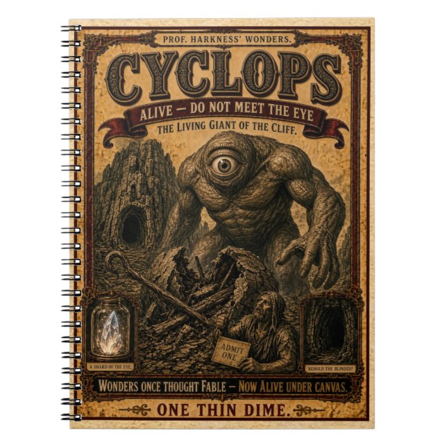Cyclops, Vintage cirkusmonster Anteckningsbok (Framsidan)