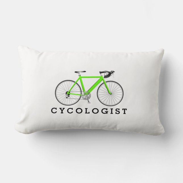 Cycologist Grön cykel på vit Lumbarkudde (Framsida)