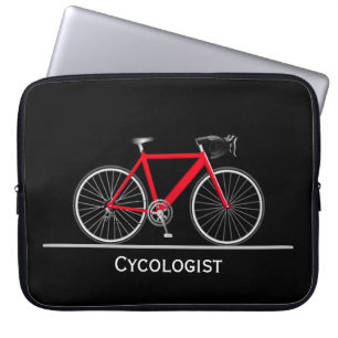 Cycologist Röd cykel på svart bakgrund Laptop Fodral
