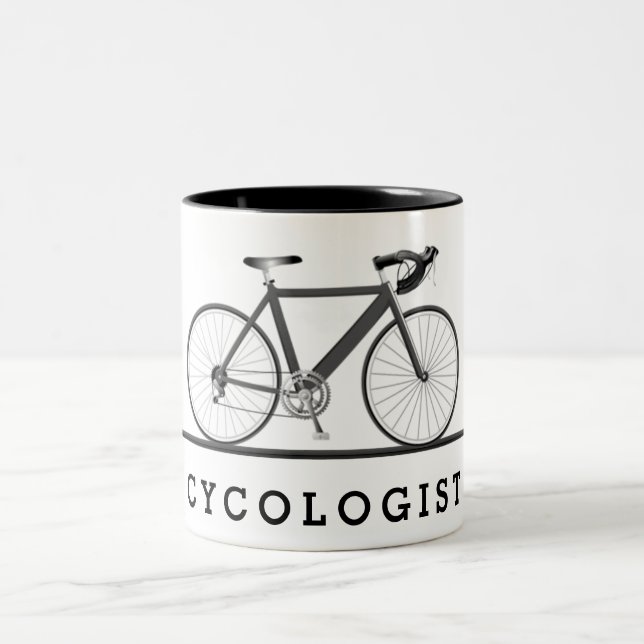 Cycologist text med grå cykel Två-Tonad mugg (Center)