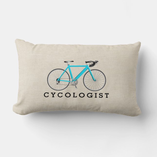 Cycologist Turkos Cykel På Beige Lumbarkudde (Framsida)