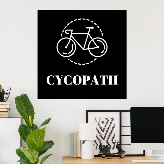 Cycopath Cykling Pun Minimalist Landsvägscykel Cyk Poster (Skapare uppladdad)