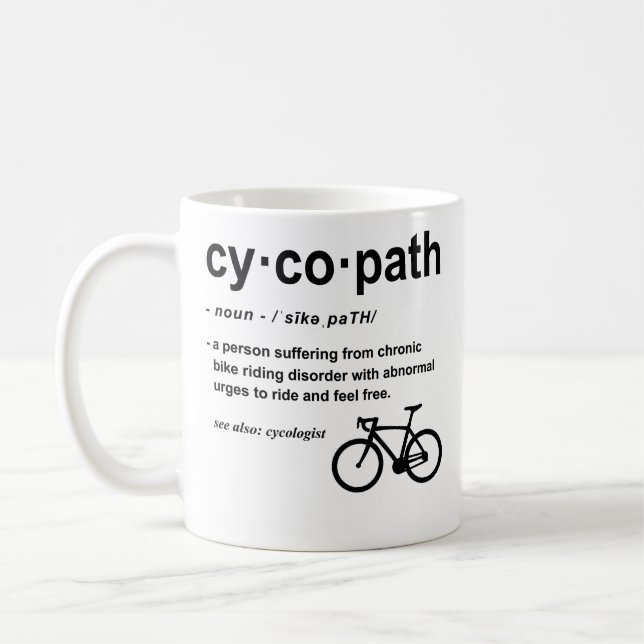 Cycopath Definition Funny Biker Addict Cycling Kaffemugg (Vänster)