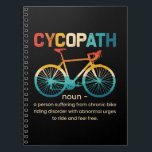 Cycopath Funny Cycling för cyklister och Biker Anteckningsbok<br><div class="desc">"Cycopath"-samlingen erbjuder en humoristisk uppgång i kärlek för cykling, perfekt för cyklister och biker med en lekfull anda. Den här designen omfattar trillen och fixeringen att rida, blanda roligt och passion till ett djärvt påstående. Visa upp ditt cykliska pride och känslan av humor med den här ljusa designen, perfekt för...</div>