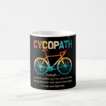 Cycopath Funny Cycling för cyklister och Biker Kaffemugg<br><div class="desc">"Cycopath"-samlingen erbjuder en humoristisk uppgång i kärlek för cykling, perfekt för cyklister och biker med en lekfull anda. Den här designen omfattar trillen och fixeringen att rida, blanda roligt och passion till ett djärvt påstående. Visa upp ditt cykliska pride och känslan av humor med den här ljusa designen, perfekt för...</div>