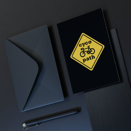 Cycopath Funny Road Sign for Cycle Lover Julkort