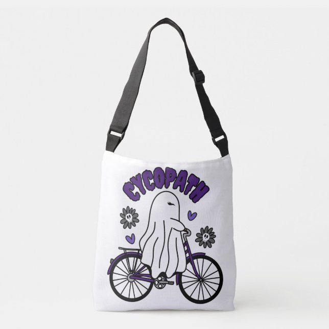 Cycopath Halloween Ghost på Lila Bicycle Axelväska (Framsida)