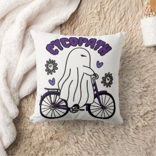 Cycopath Halloween Ghost på Lila Bicycle Kudde