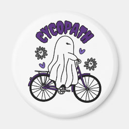 Cycopath Halloween Ghost på Lila Bicycle Magnet
