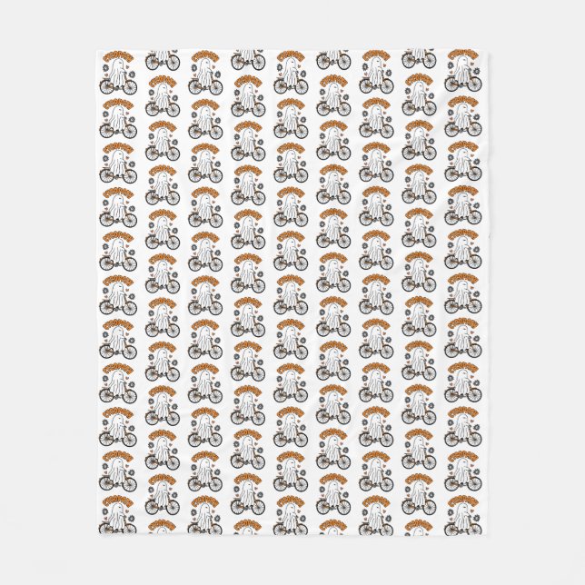 Cycopath Halloween Ghost på Orange Bicycle Fleecefilt (Framsidan)